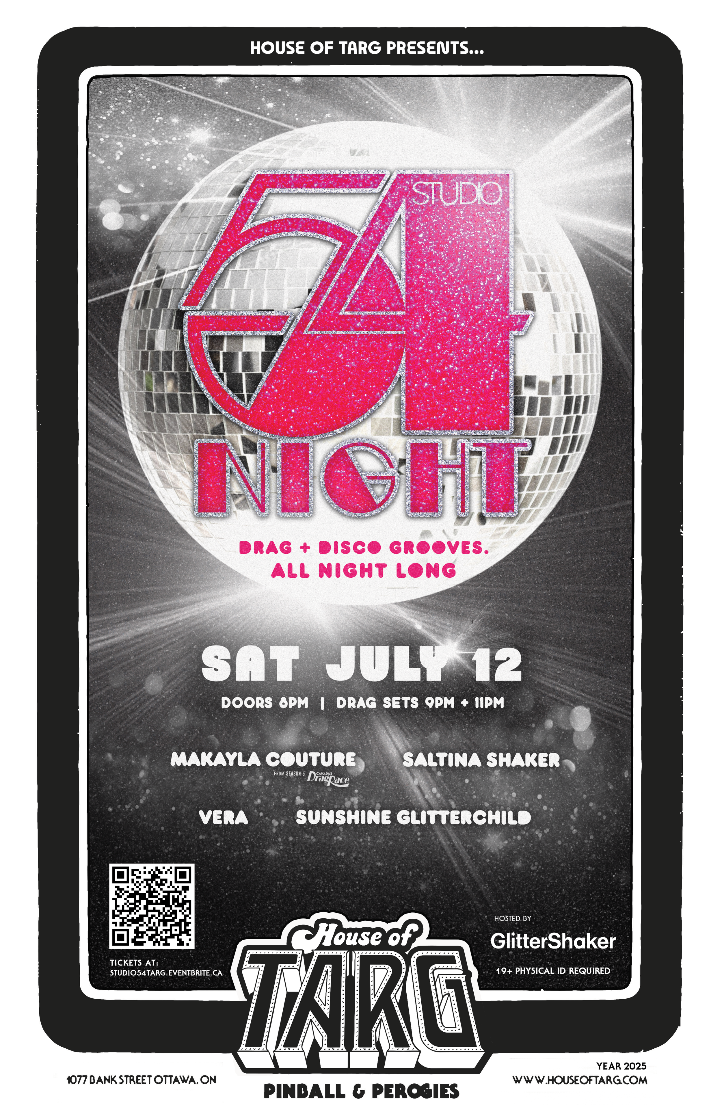 Studio 54 Night. Drag + Disco Grooves w/ DJ Slushy. All Night Long.