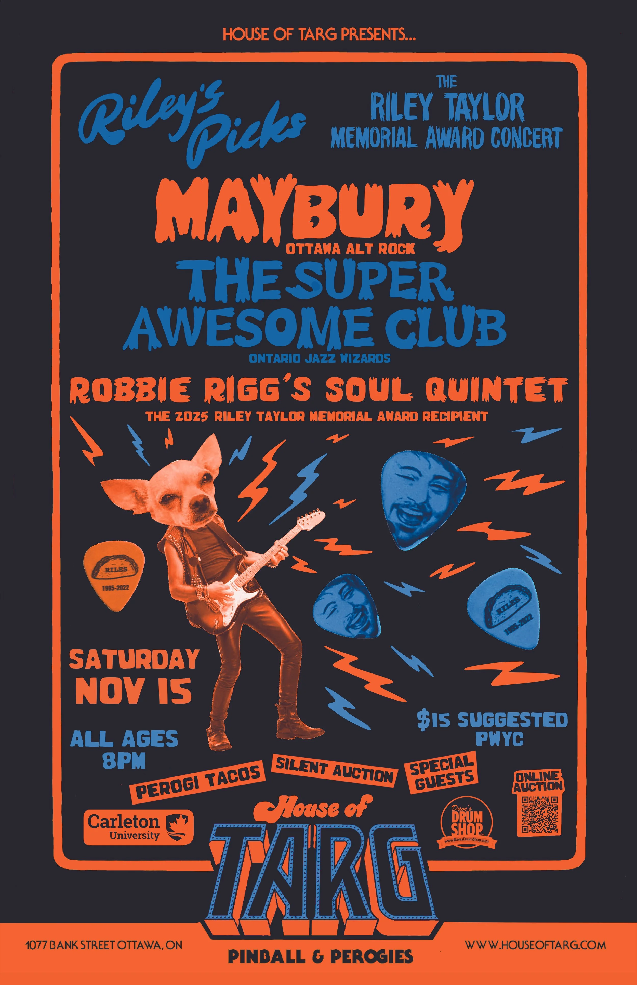 RILEY’S PICKS: The Riley Taylor Memorial Award Concert: w/ Maybury + The Super Awesome Club + Robbie Rigg’s Soul Quintet