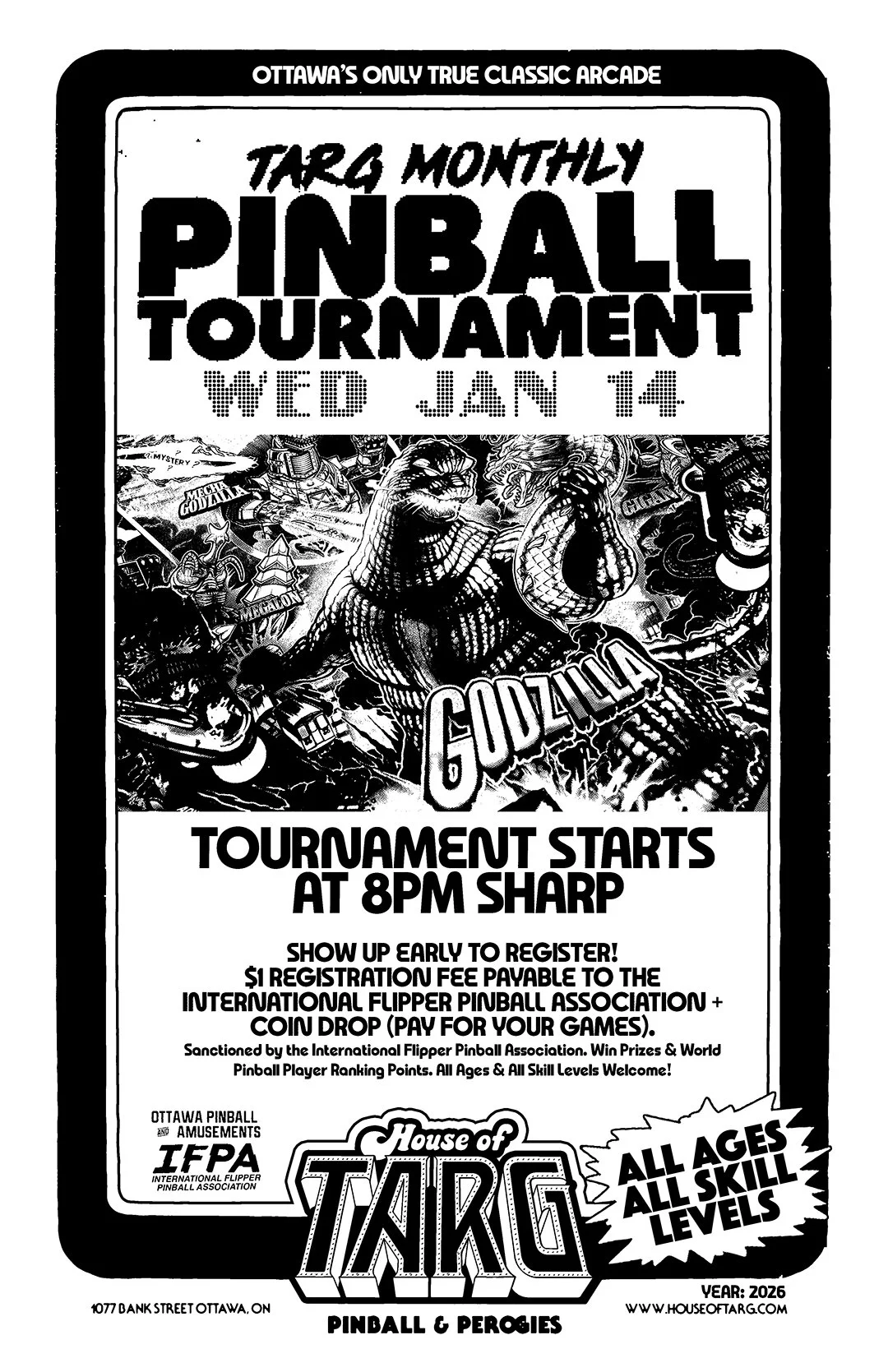 TARG MONTHLY PINBALL TOURNAMENT - January 2026