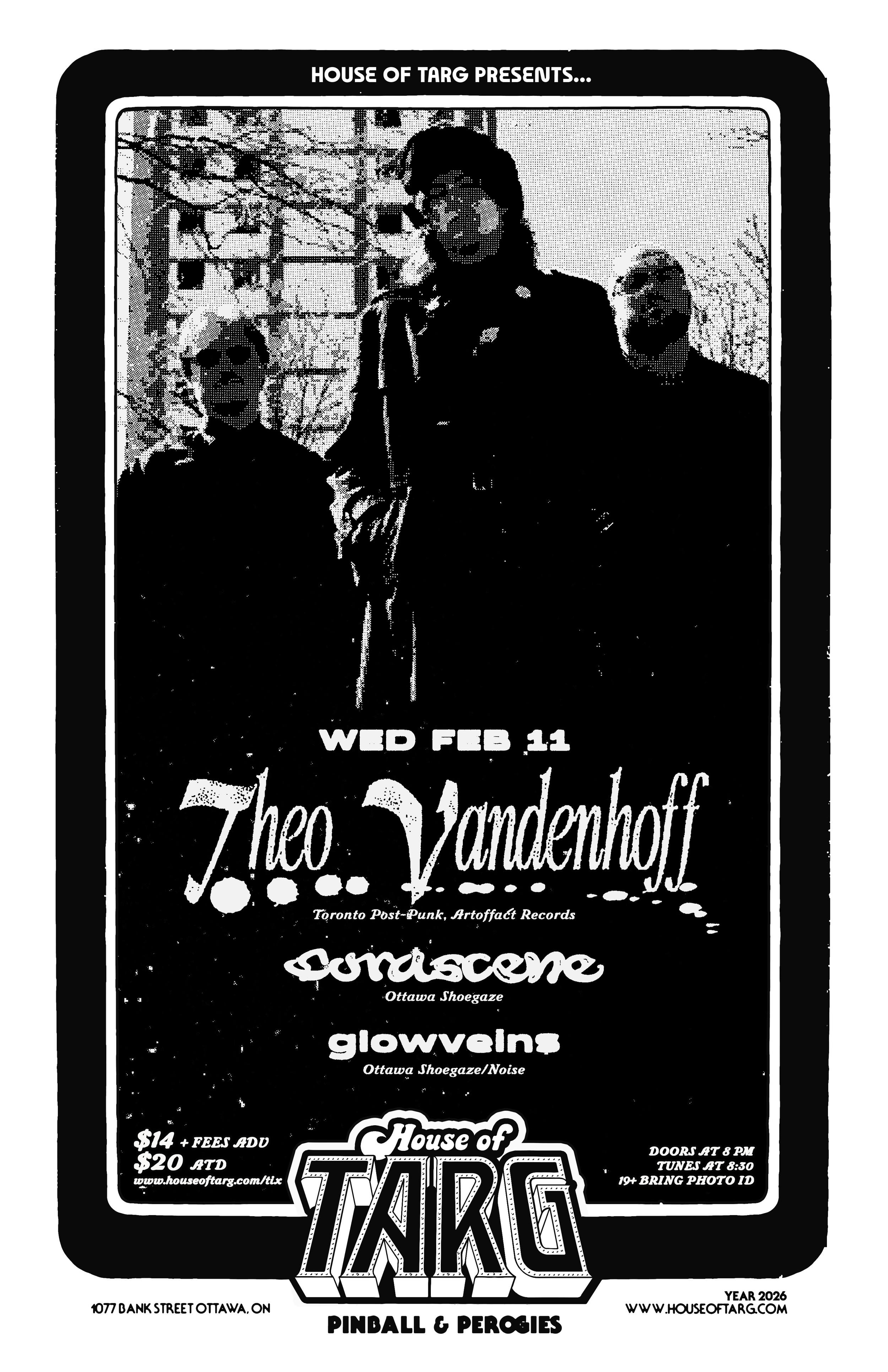 Theo Vandenhoff (Toronto Post-Punk, Artoffact Records) + corascene (Dark Shoegaze) + Glowveins (Swirly Noise Rock)