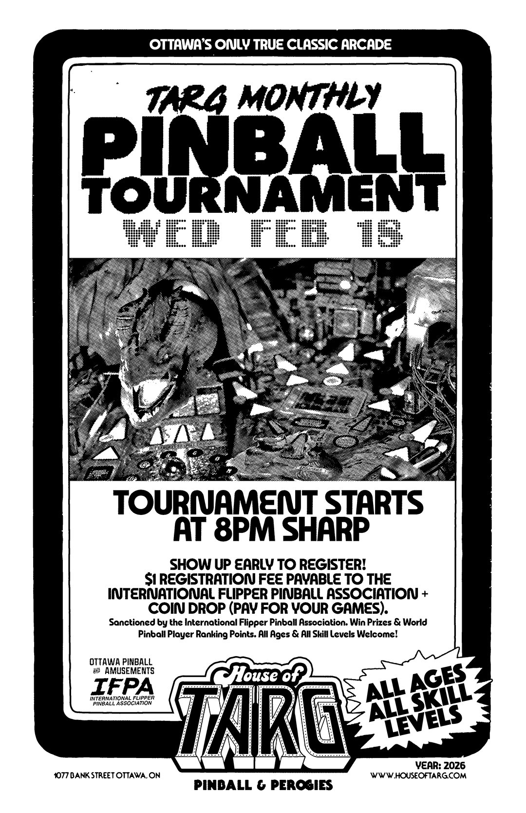 TARG MONTHLY PINBALL TOURNAMENT - February 2026