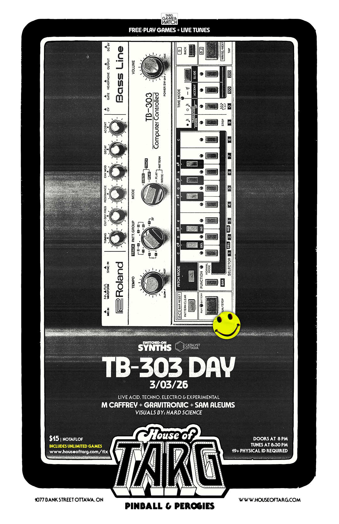 TB-303 Day Celebration: M. Caffrey  + Gravitronic + Sam Aleums 
