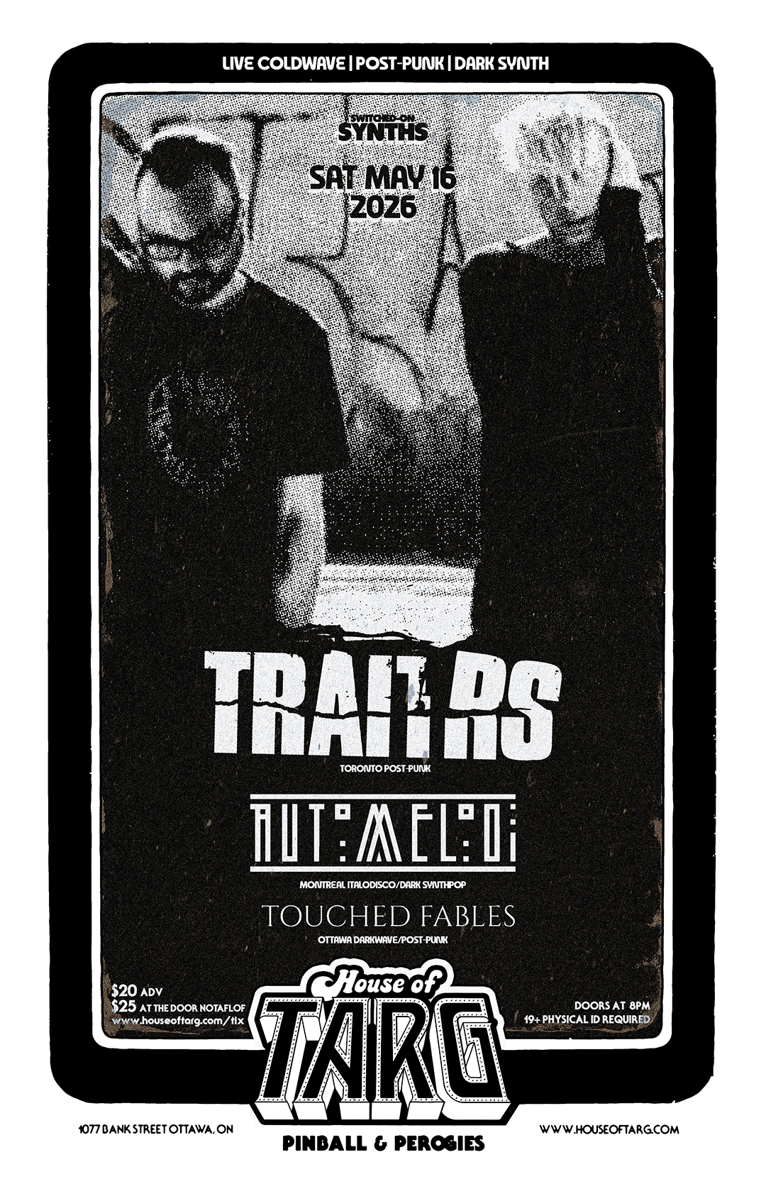 Switched-On Synths: TRAITRS (TO Post-Punk) + Automelodi (Mtl Italodisco) + Touched Fables (DarkWave)