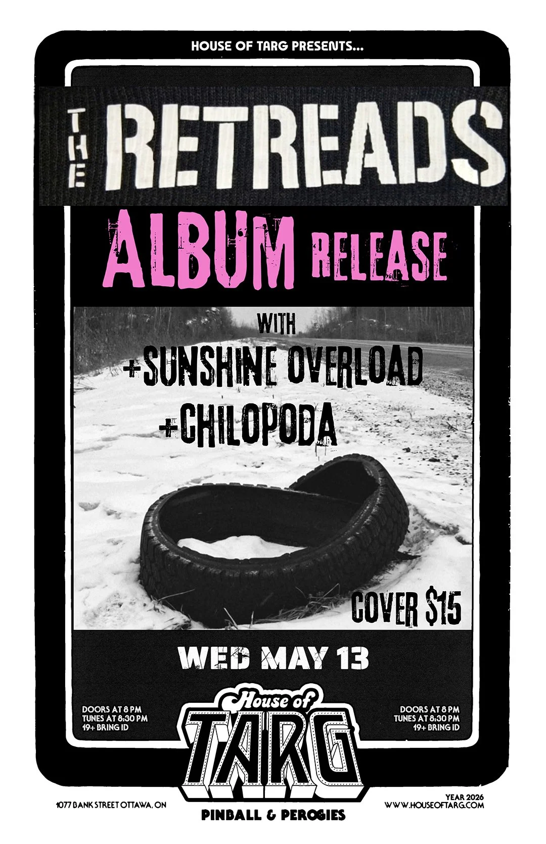 THE RETREADS (Album Release Party) + Sunshine Overload + Chilopoda