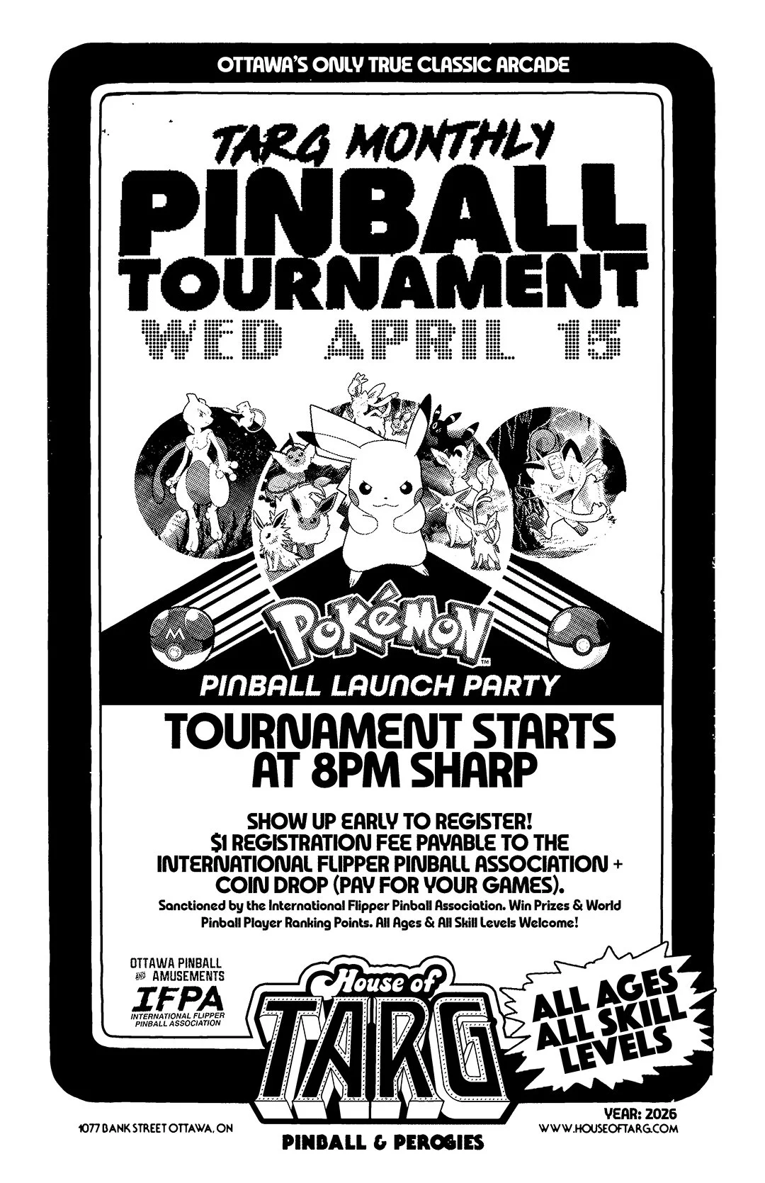 TARG MONTHLY PINBALL TOURNAMENT - APRIL 2026