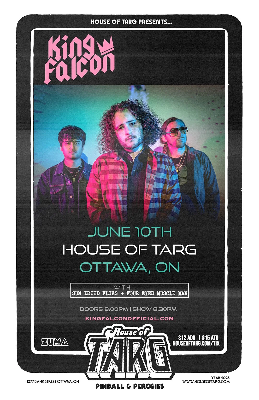 KING FALCON (NYC Rock) + Sun Dried Flies + Four Eyed Muscle Man