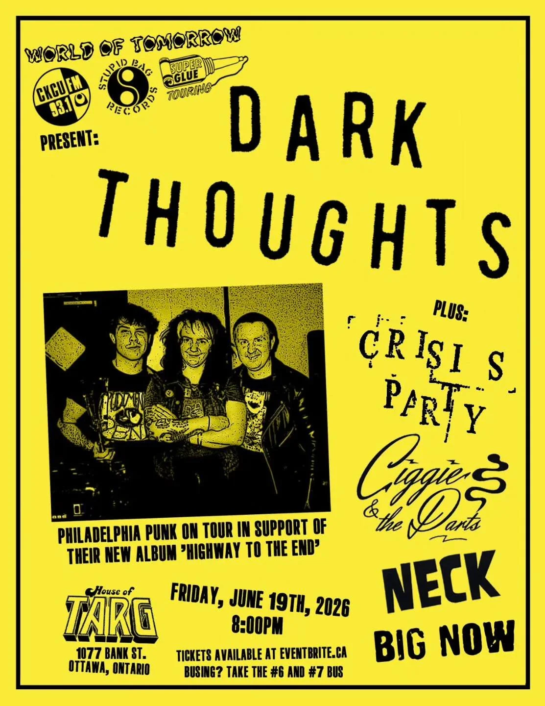 DARK THOUGHTS (Philadelphia Punk) + Crisis Party + Ciggie &amp; The Darts + Neck + Big Now