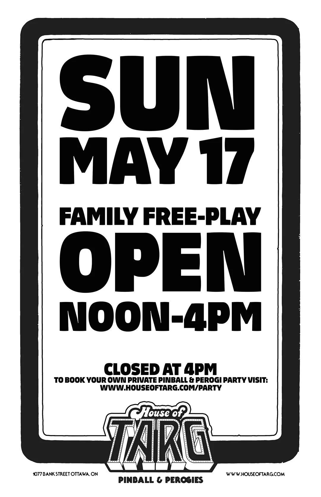 WEIRD HOURS - Family FREE-Play - Open Noon-4pm (closed at 4pm)