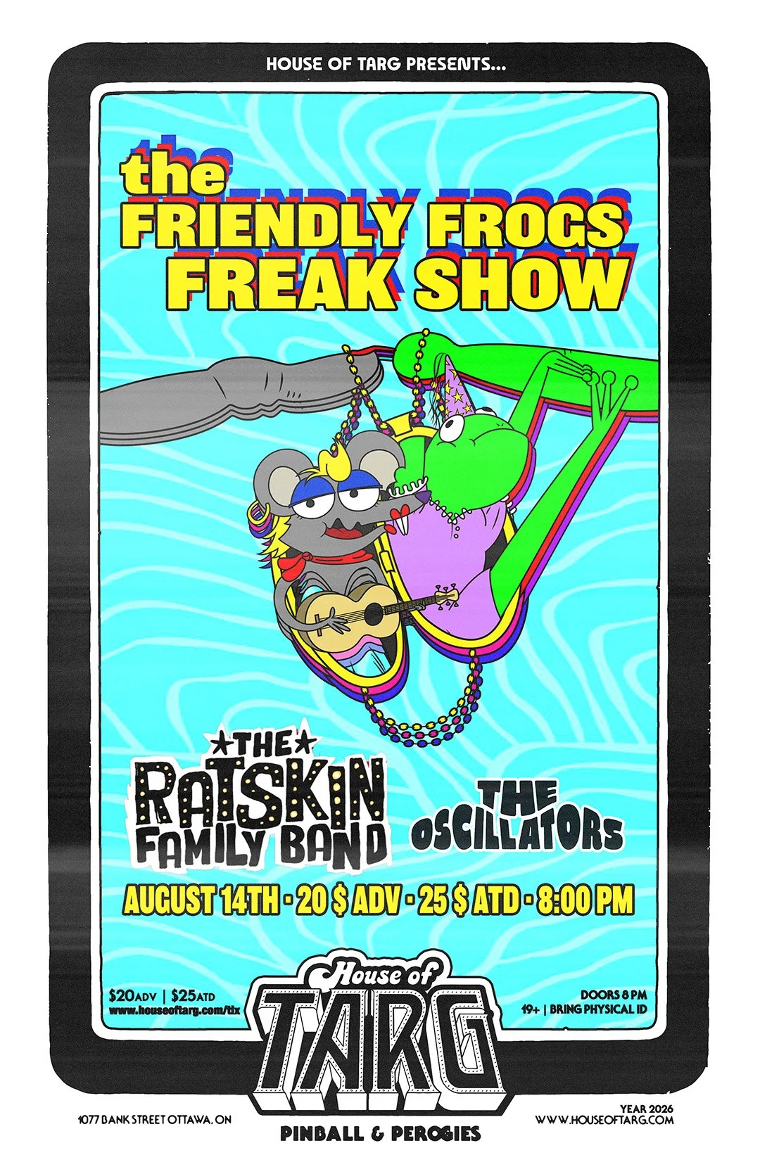 FRIENDLY FROGS FREAK SHOW (Mtl Funk) + The Ratskin Family Band (To Queer Country) + The Oscillators (Ska)