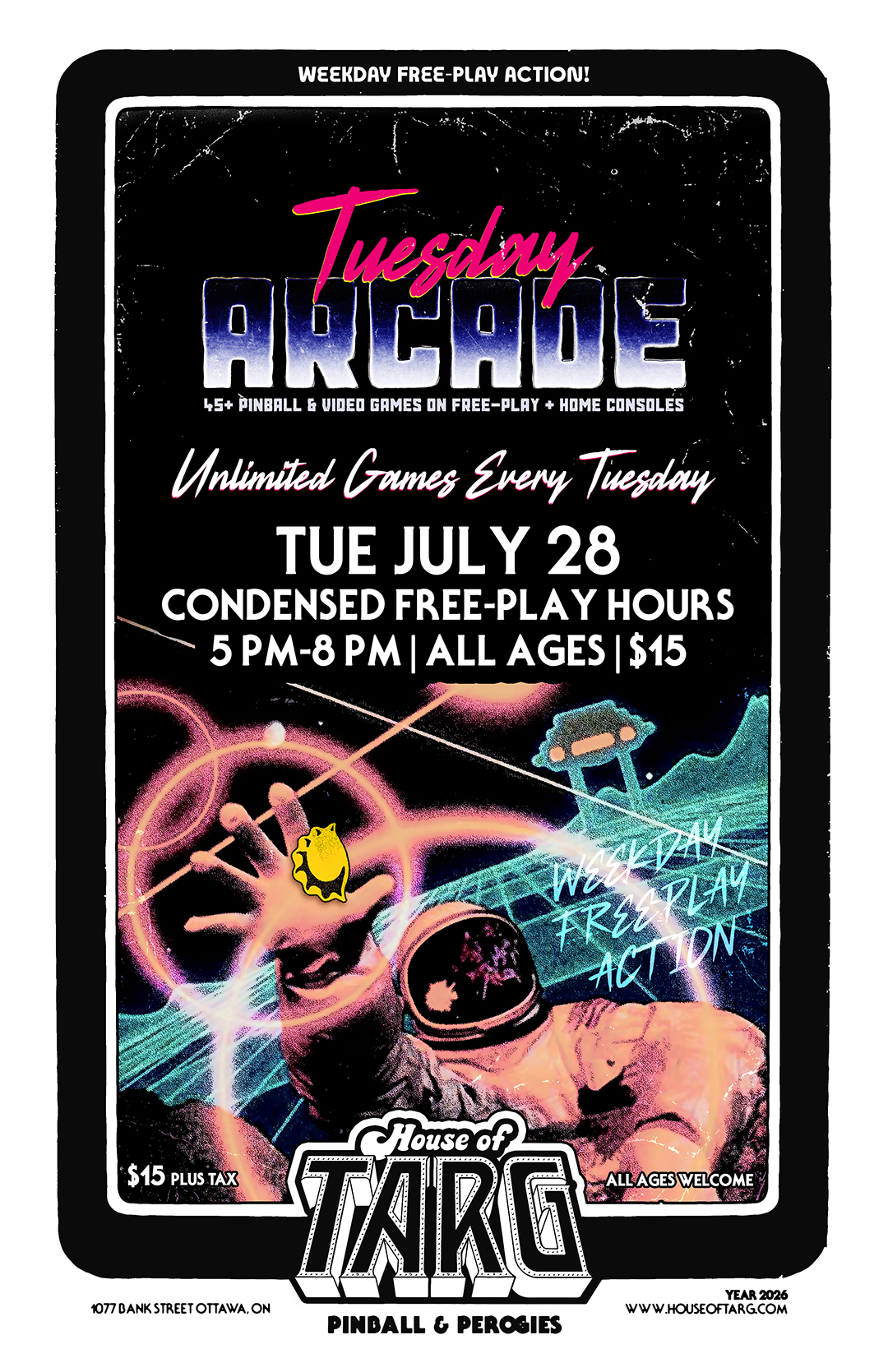 Tuesday Arcade - Unlimited Games - Condensed Hours 5pm-8pm