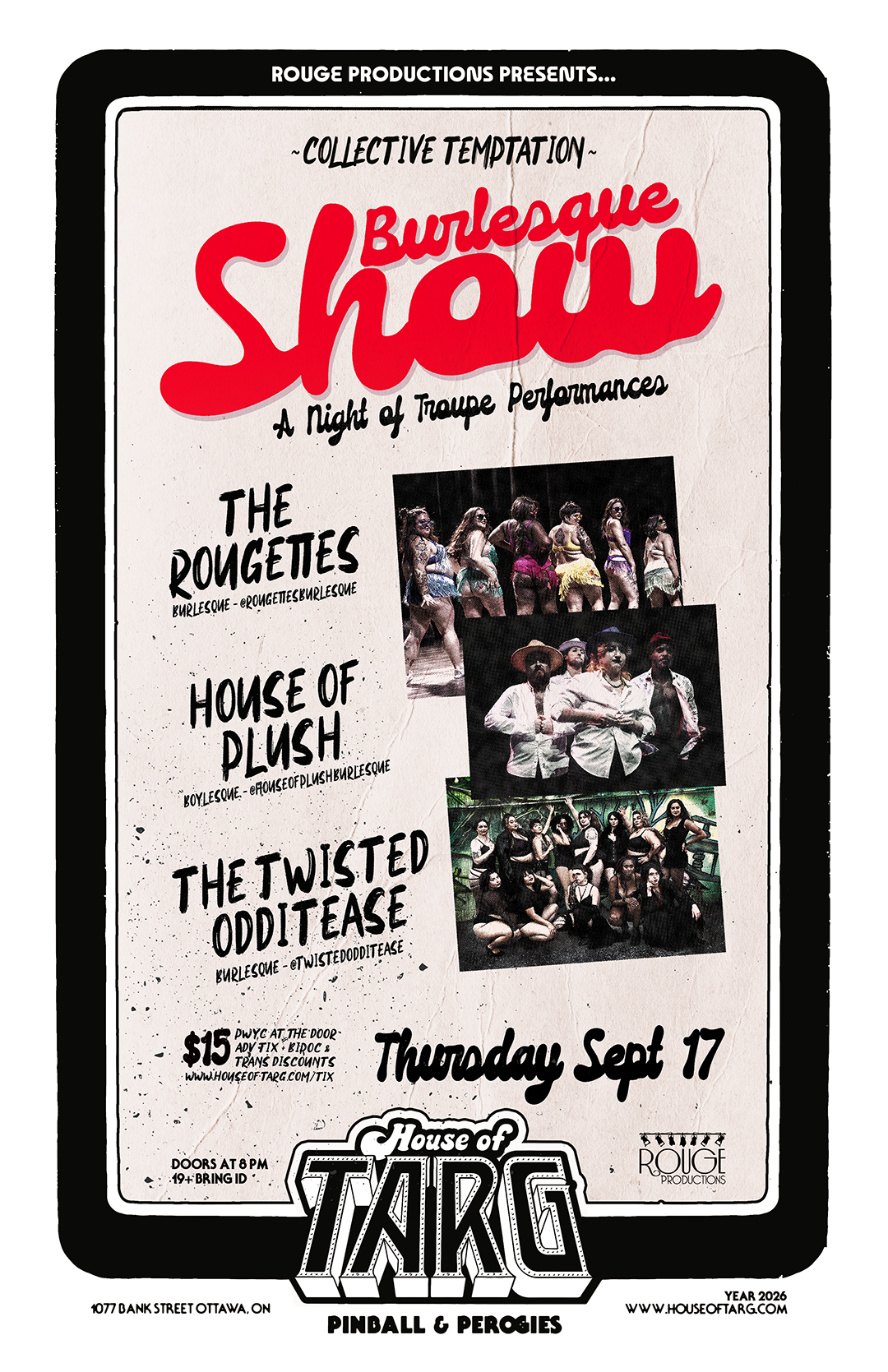 Collective Temptation Burlesque: w The Rougettes + House of Plush + The Twisted Odditease