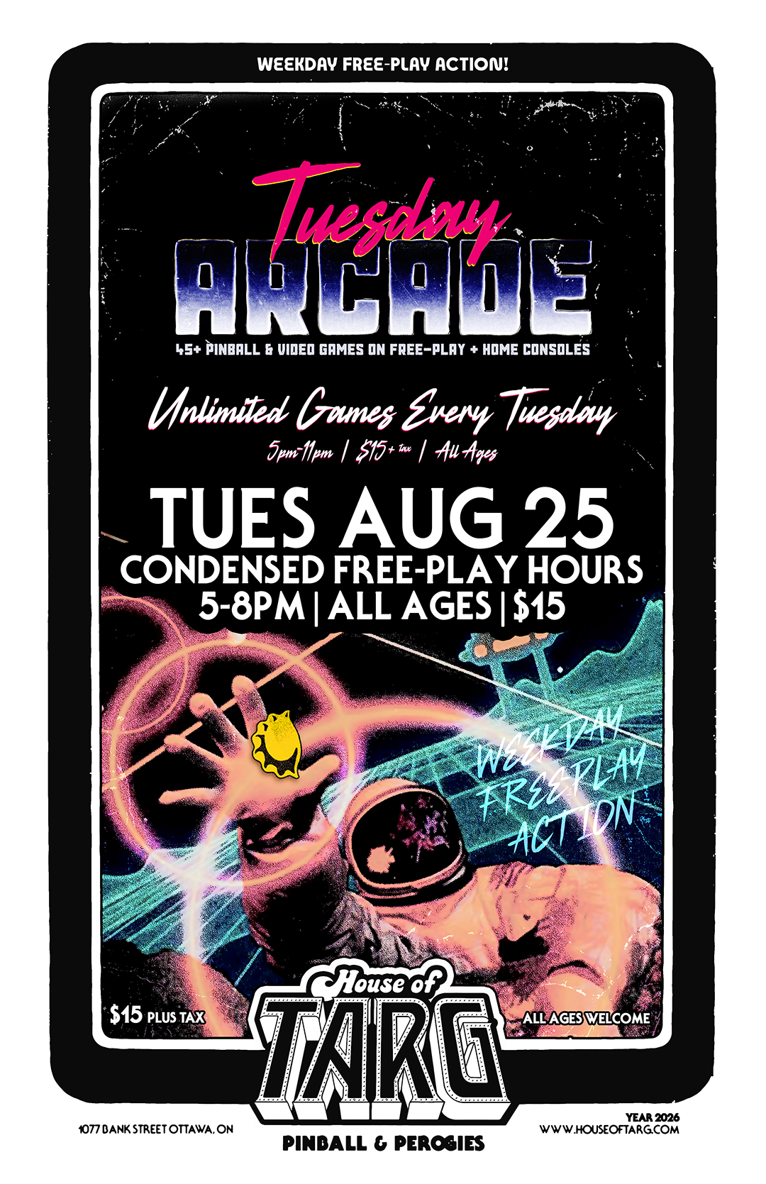 Tuesday Arcade - Unlimited Games - Condensed Hours 5pm-8pm