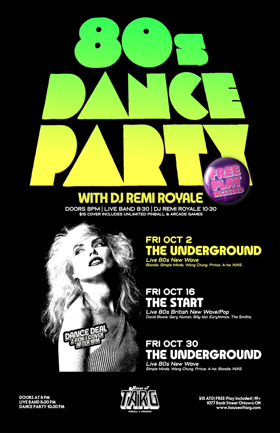 80s DANCE PARTY w DJ Remi Royale + The Underground (Live 80s New Wave). FREE-Play Included