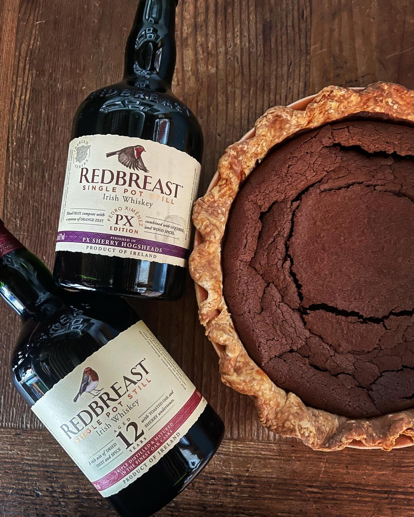 Pie &amp; Whiskey Wednesday inspired by the upcoming holiday (☘️☘️☘️), featuring 25% off Red Breast 12 year &amp; Pedro Ximenez cask edition, and salted dark chocolate Guinness pie. Bar opens at 4pm, see you soon? 🥃🥧