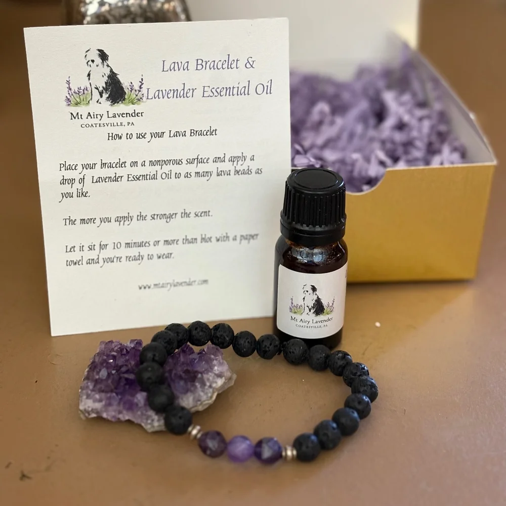 Lava Stone Bracelet and Lavender Essential Oil Giftset — Mt Airy
