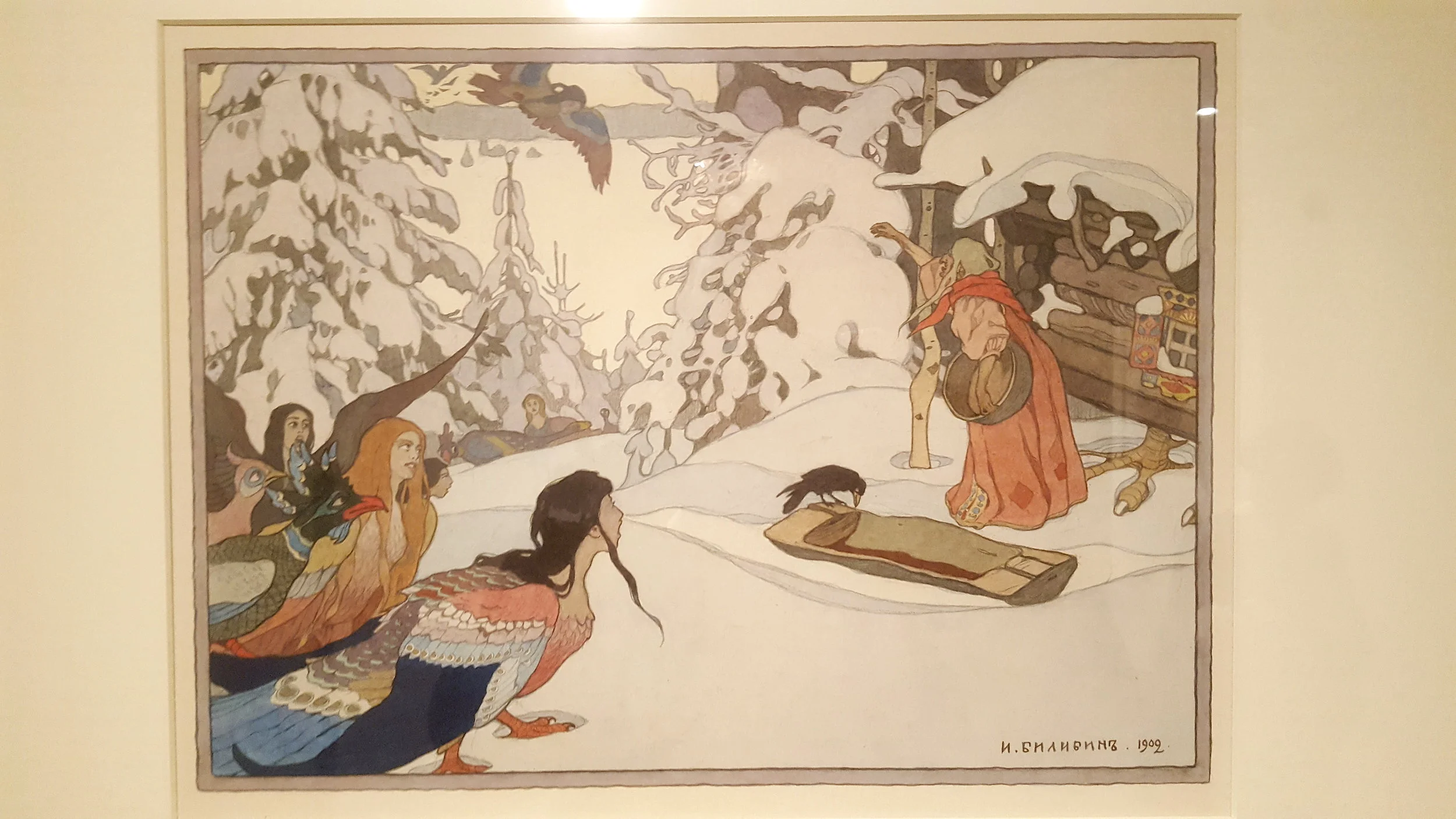 Ivan Bilibine (illustrateur des contes russes de mon enfance) : Baba Yaga et les femmes oiseaux