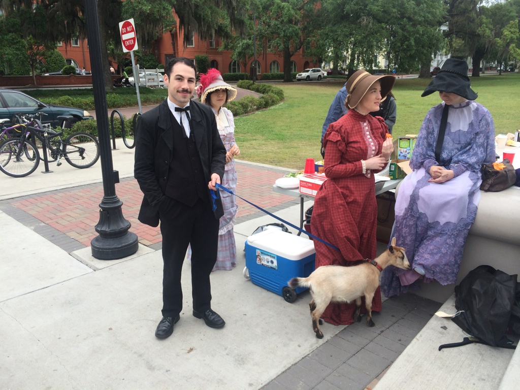 Mr. Tesla with a goat