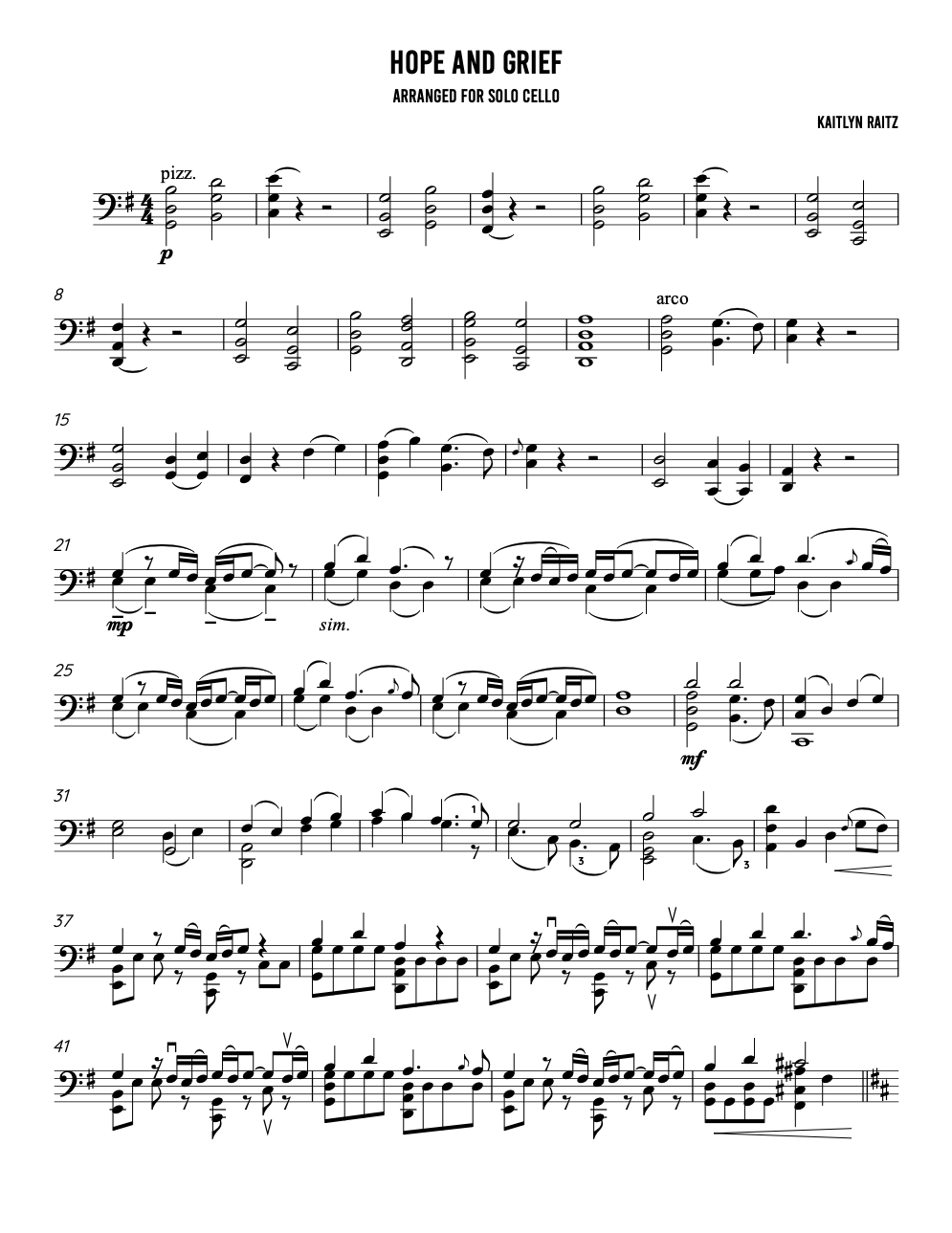 hope and grief (solo cello)