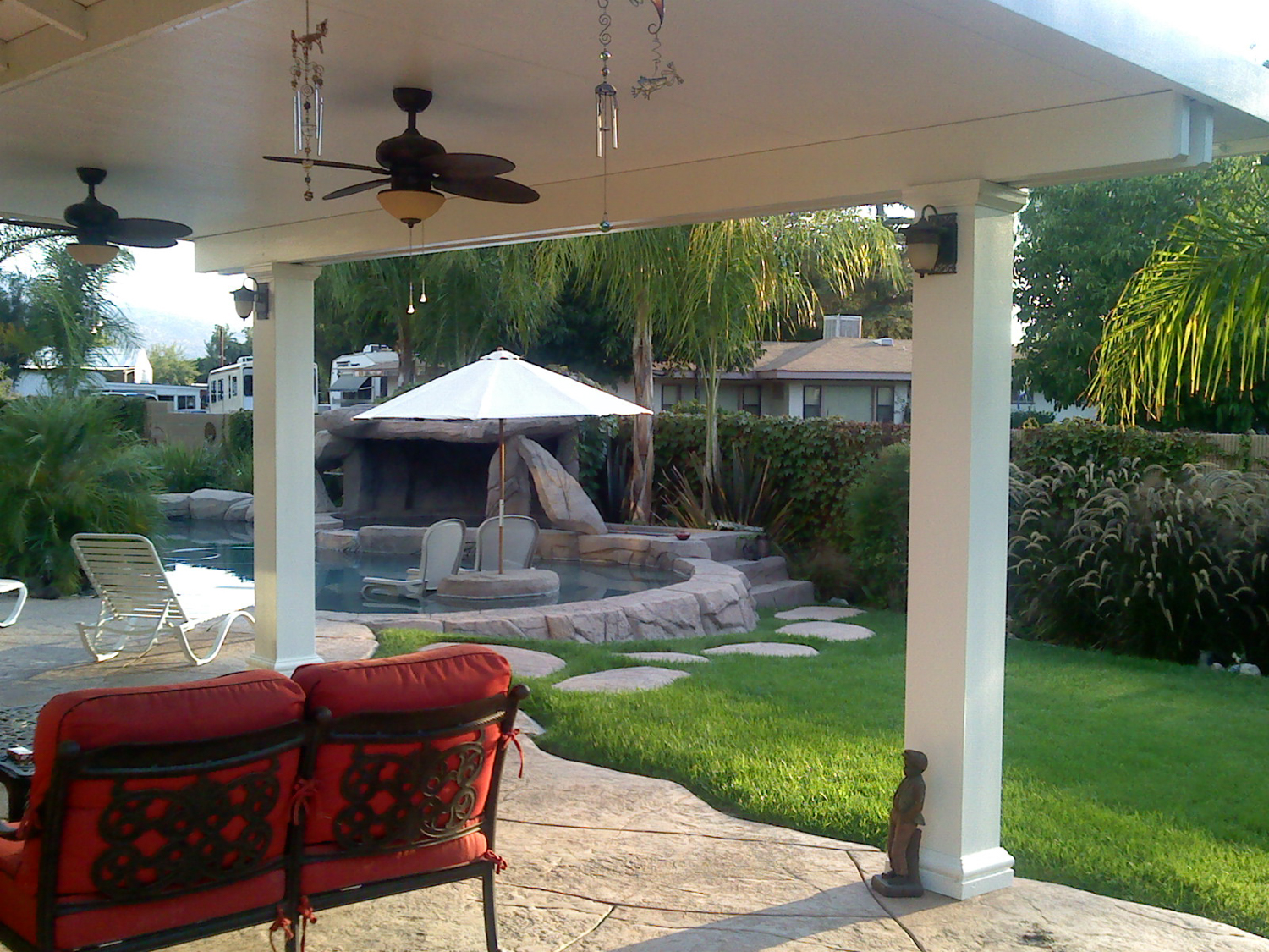 Full Solid Roof Patio Covers with Ceiling Fans, Palm Springs, CA