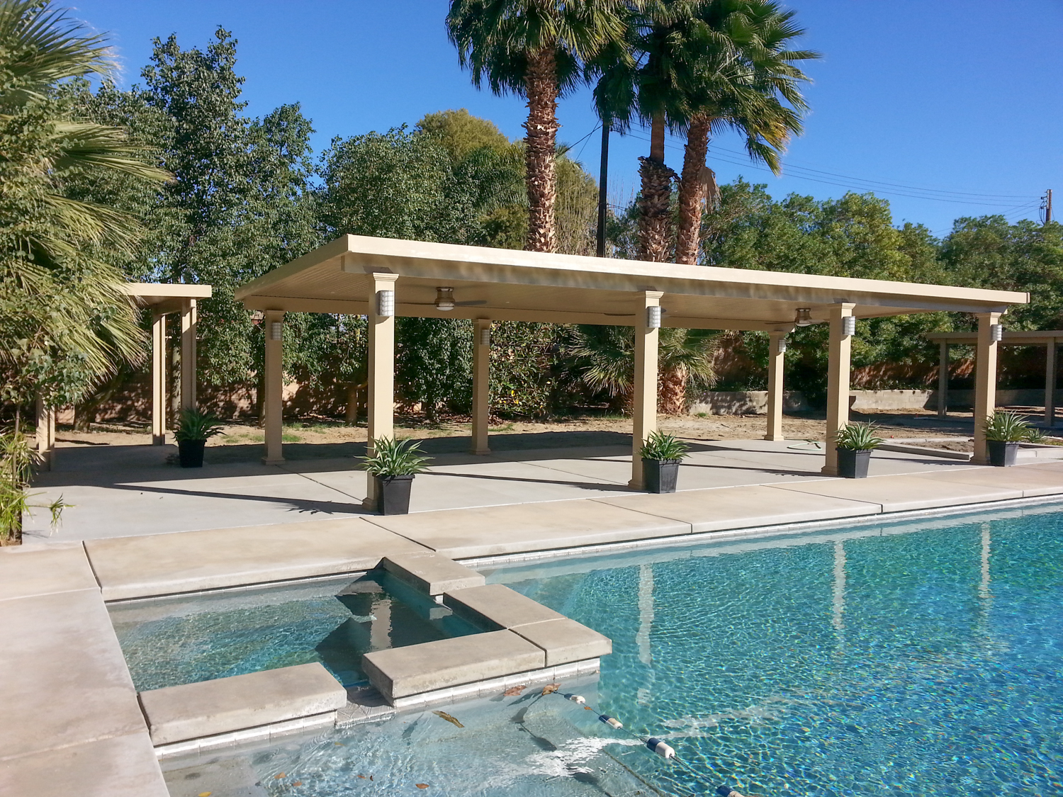 Free Standing Solid Roof Patio Shade Cover, La Quinta, CA