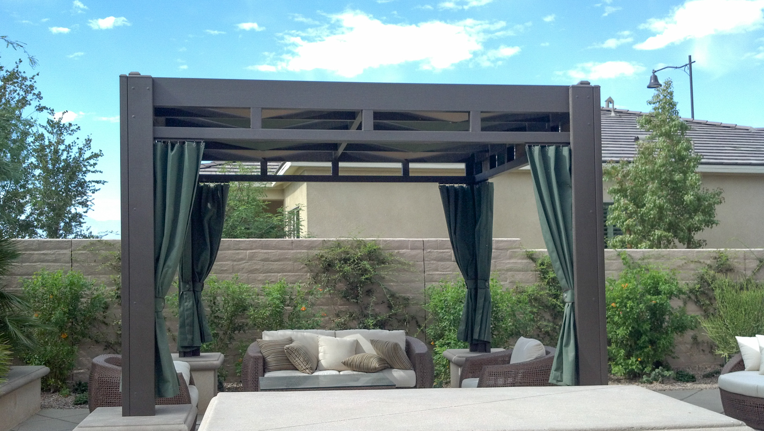 Freestanding Gazebo with Fabric Patio Cover, Palm Desert, CA