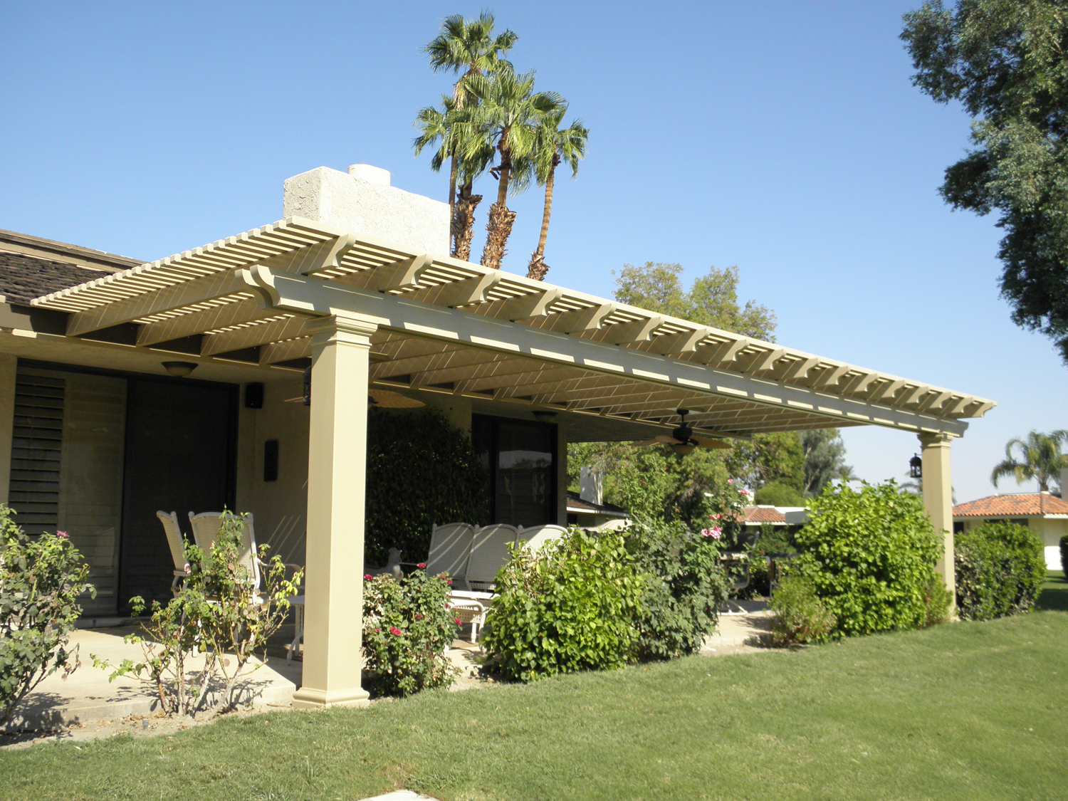 Lattice Patio Cover with Fiberglass Poles, Palm Springs, CA, 92262