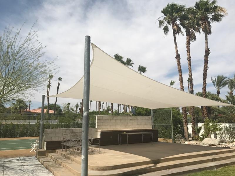 Modern white shade sail in Palm Springs, CA