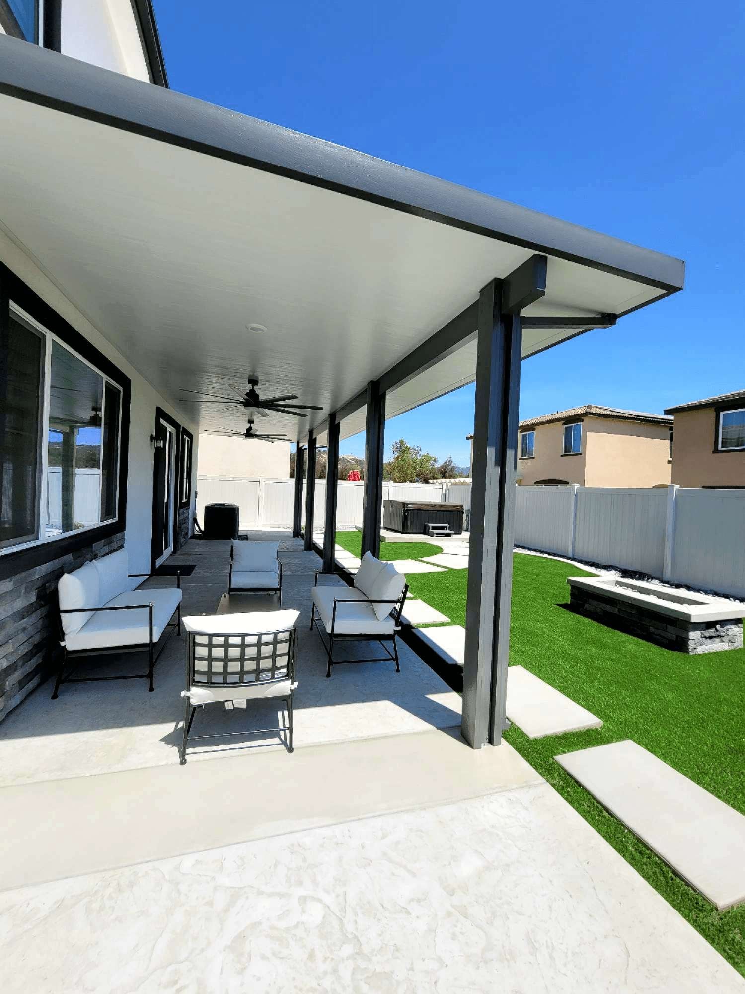 Another angle of the Insulated roof patio cover in Valley Center, CA