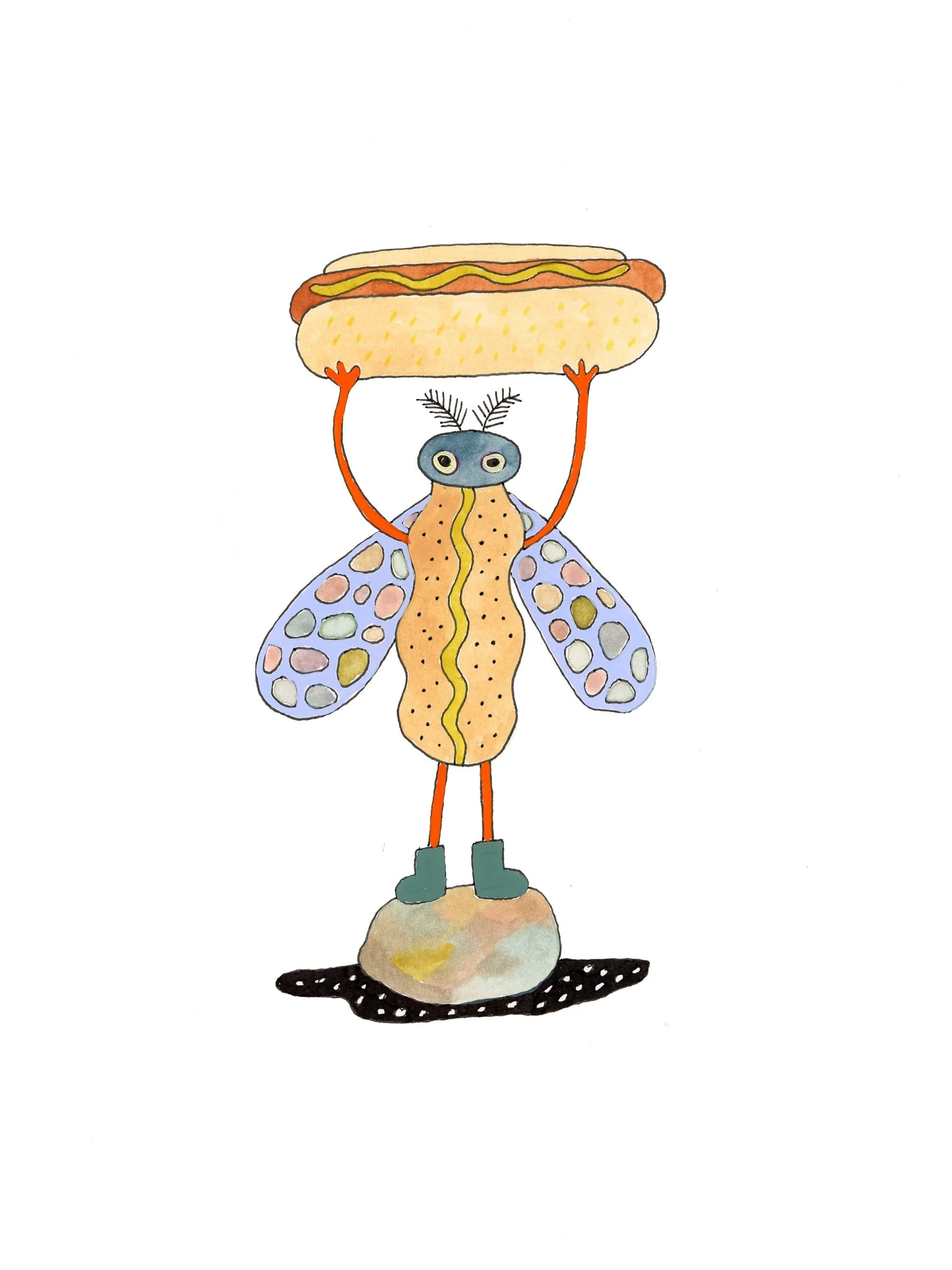 Jackie Thomson Bug holding Hot Dog Print.jpg
