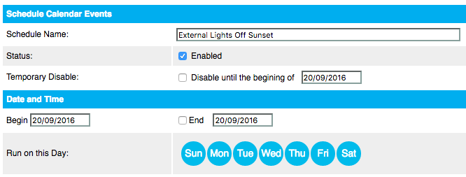 Scheduler accessible via web page