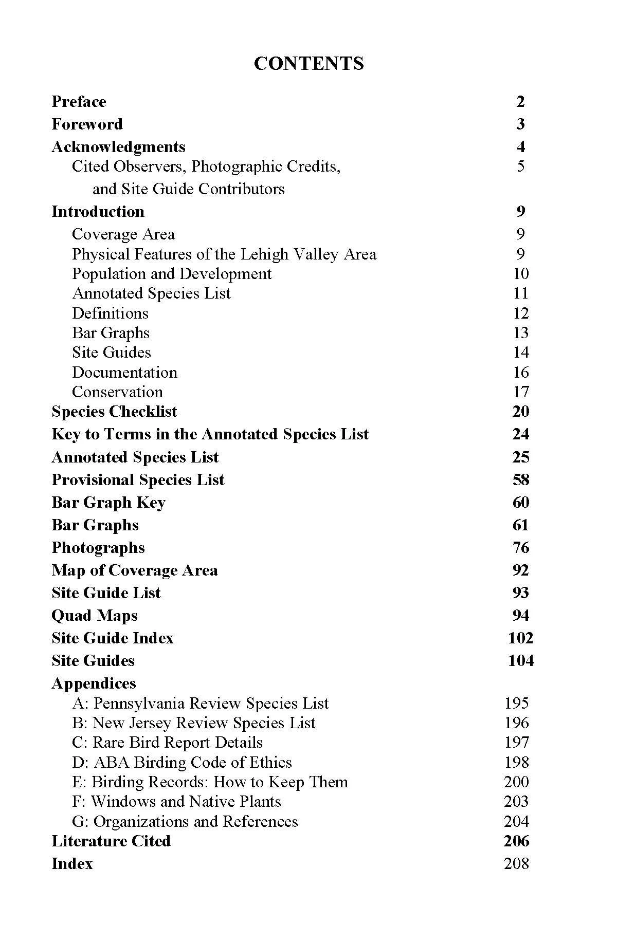 Birds of the Lehigh Valley and Vicinity Third Edition-Contents.jpg