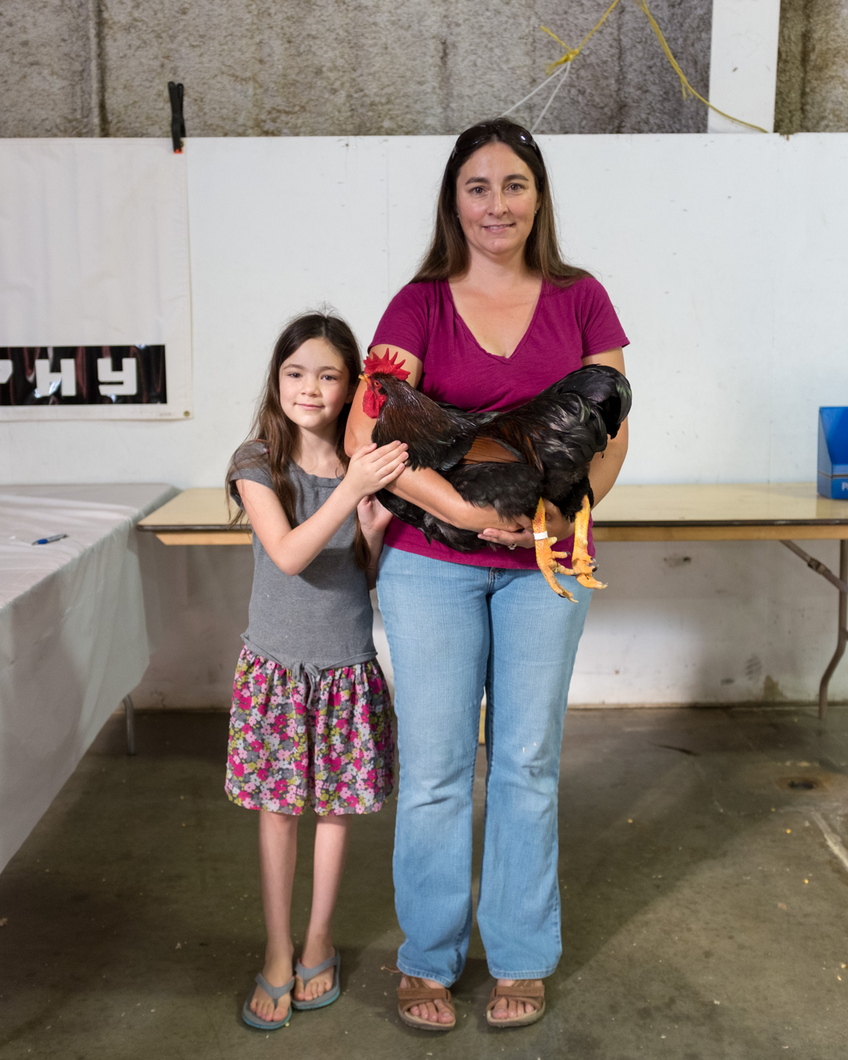 Daughter, Mother, Rooster. Red Bluff.