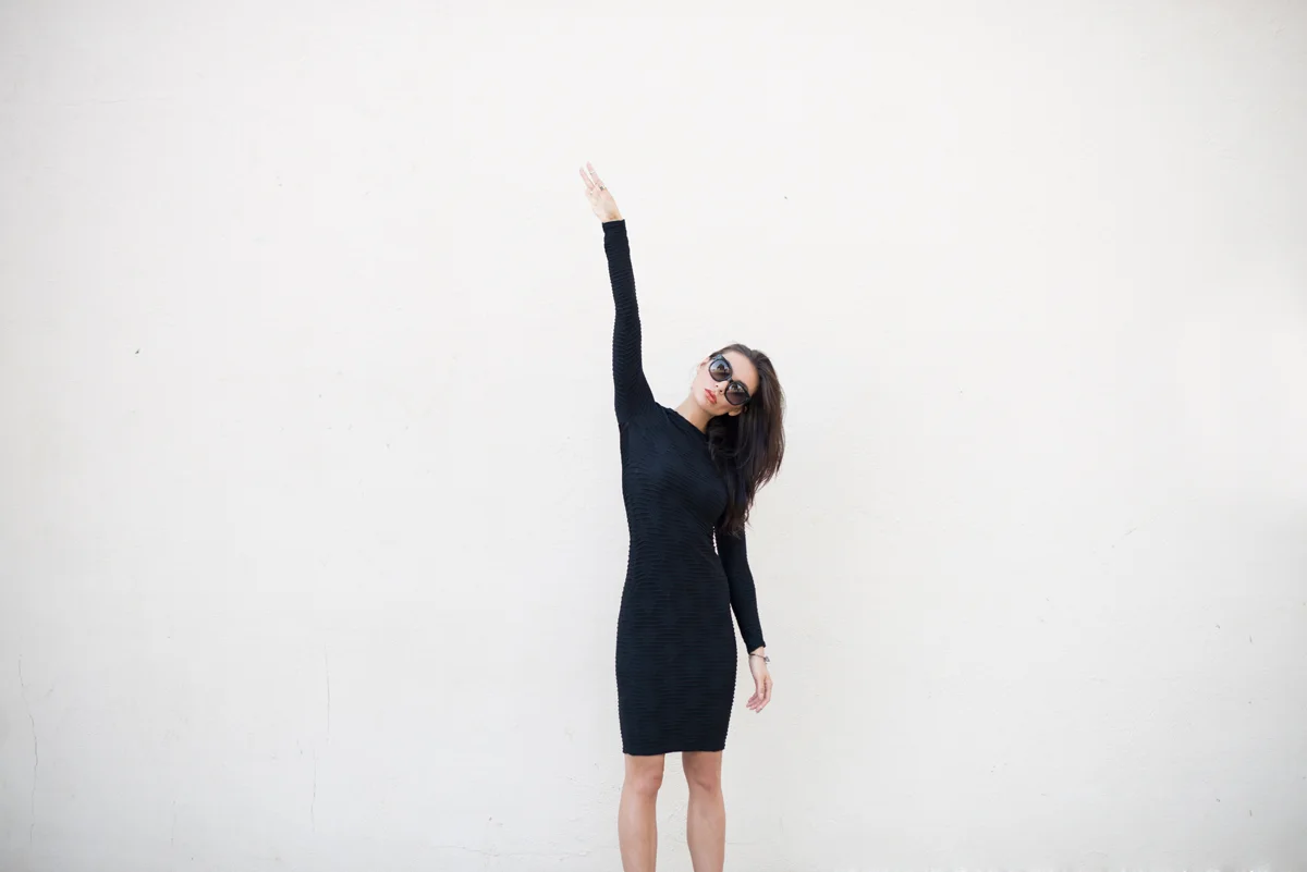 WEARING: Dress , Love Juliet Pearl Crossed Ring and Minimalist Ring Set , House of Bourgeois Pavé Cuff and Silver Nail Ring , Sigerson Morrison Booties