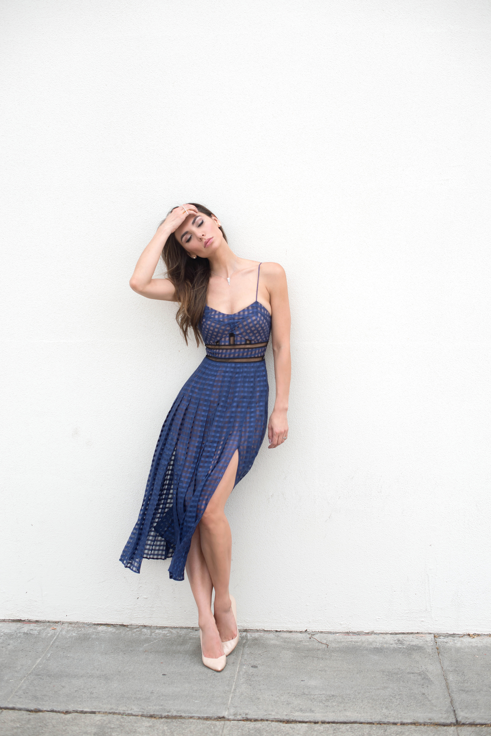 Self-Portrait Box Pleat Checked Dress