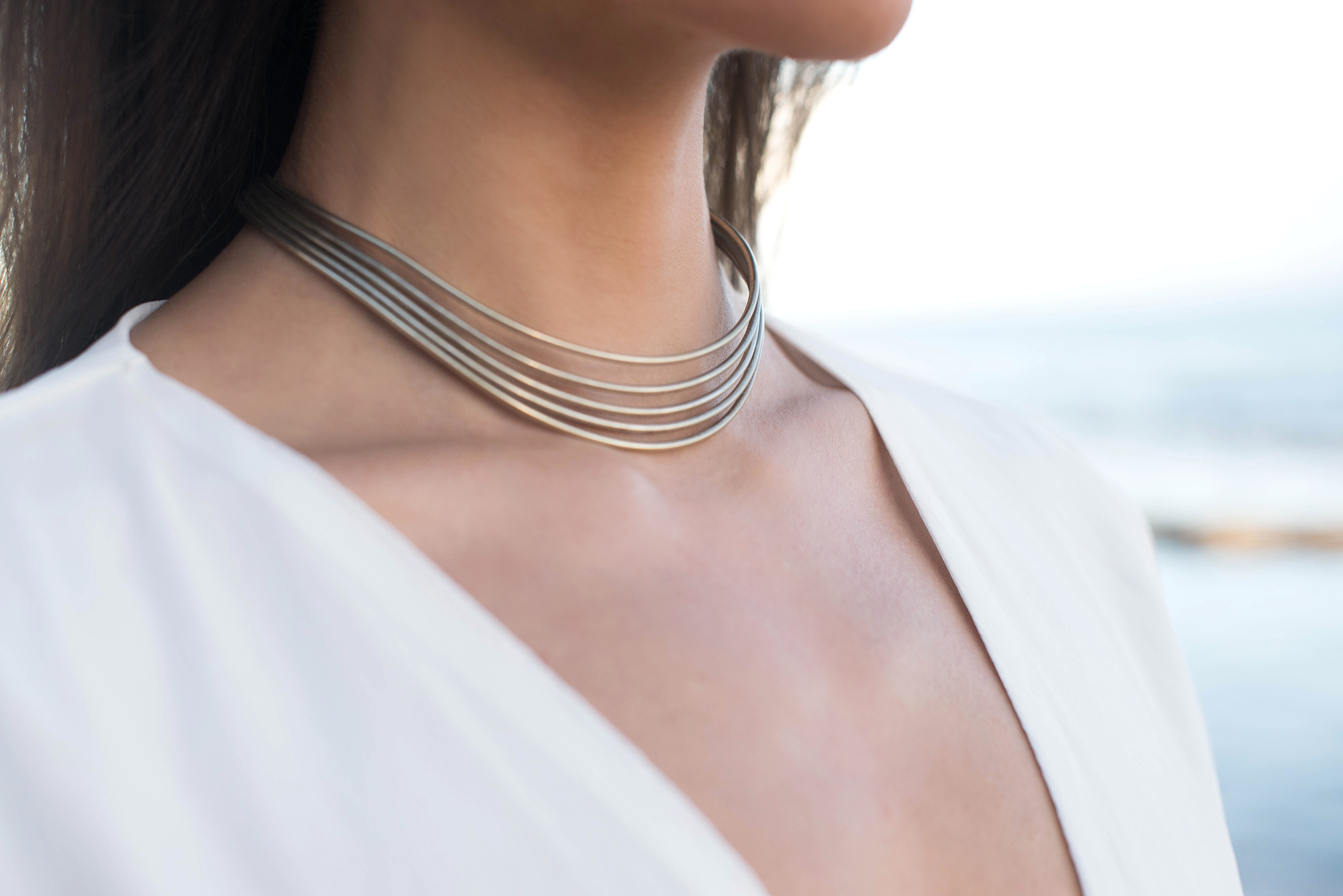silver choker detail shot