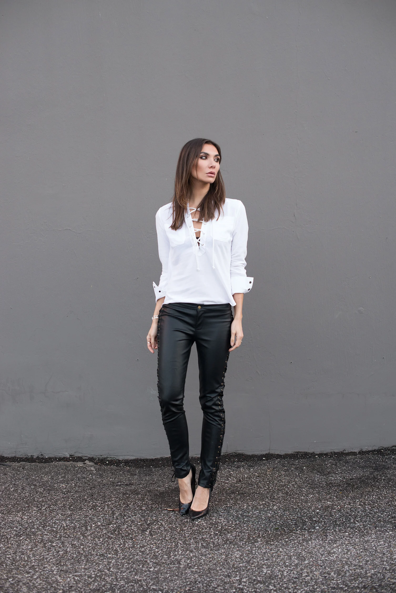 Camixa Shirt . Nightwalker Lace-up Pants (similar HERE )