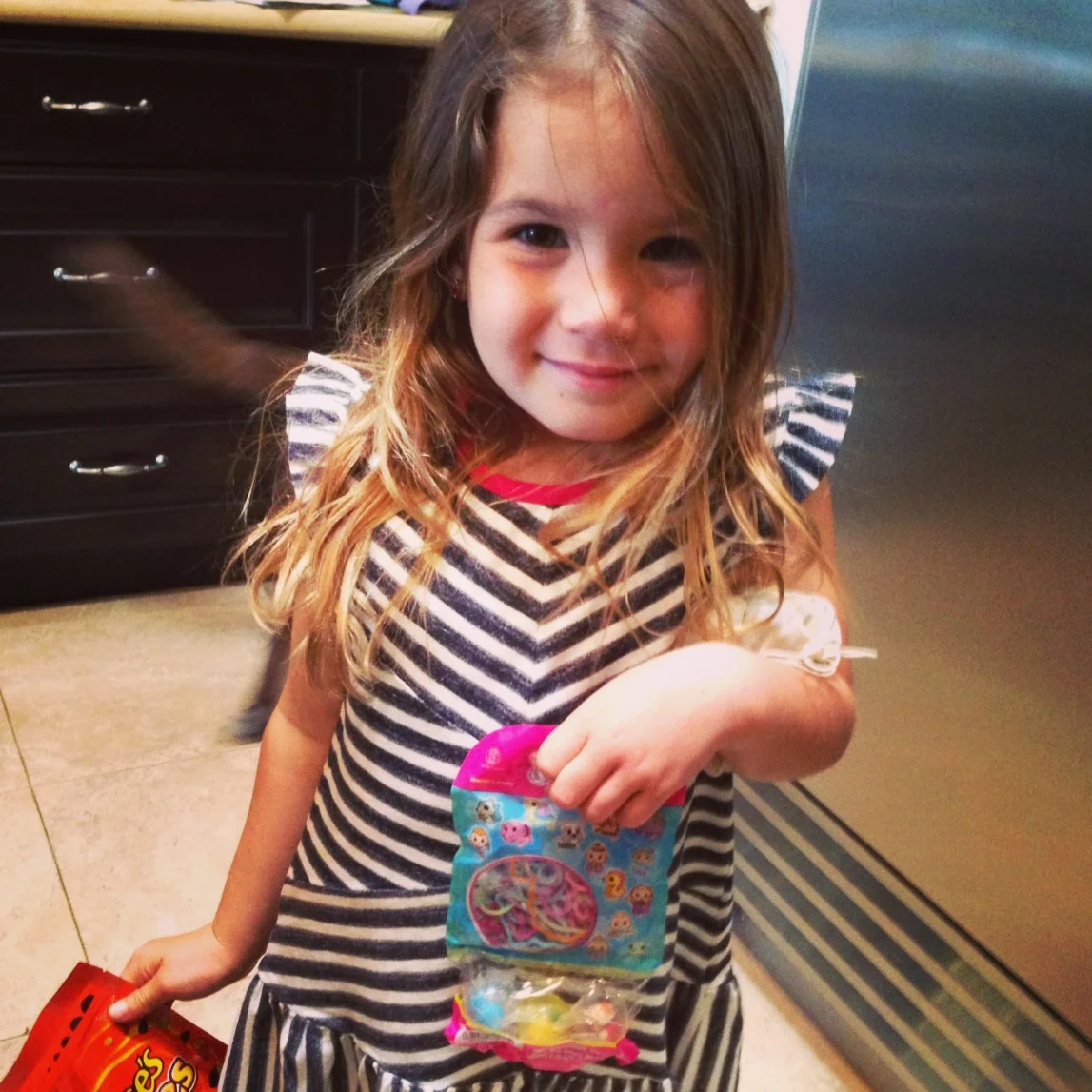 My youngest sister, Addison, with some of the goodies I sent her for Valentines.