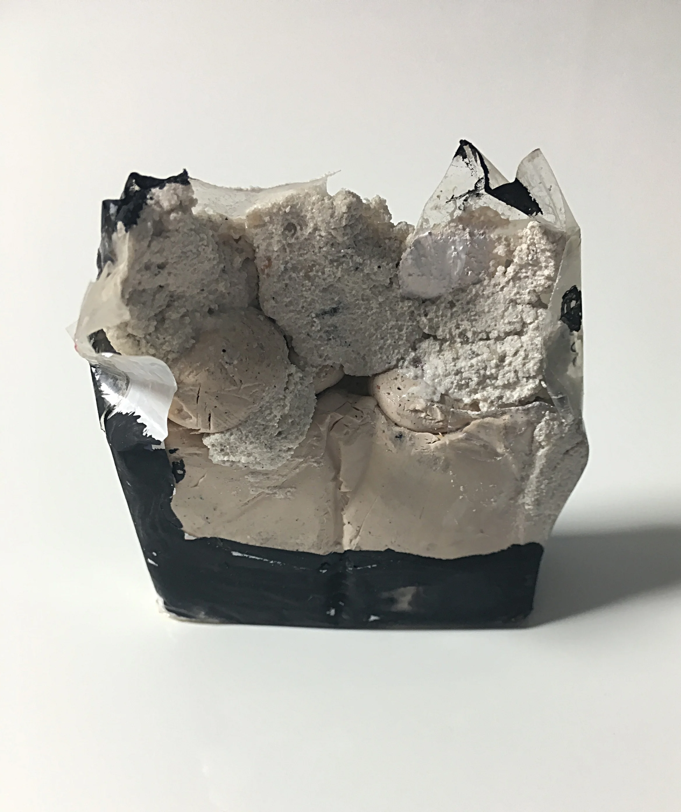 Ultra (view of other side) Acrylic, cement, and plastic on clay 2.5" x 2.5" x 1/2" 2016