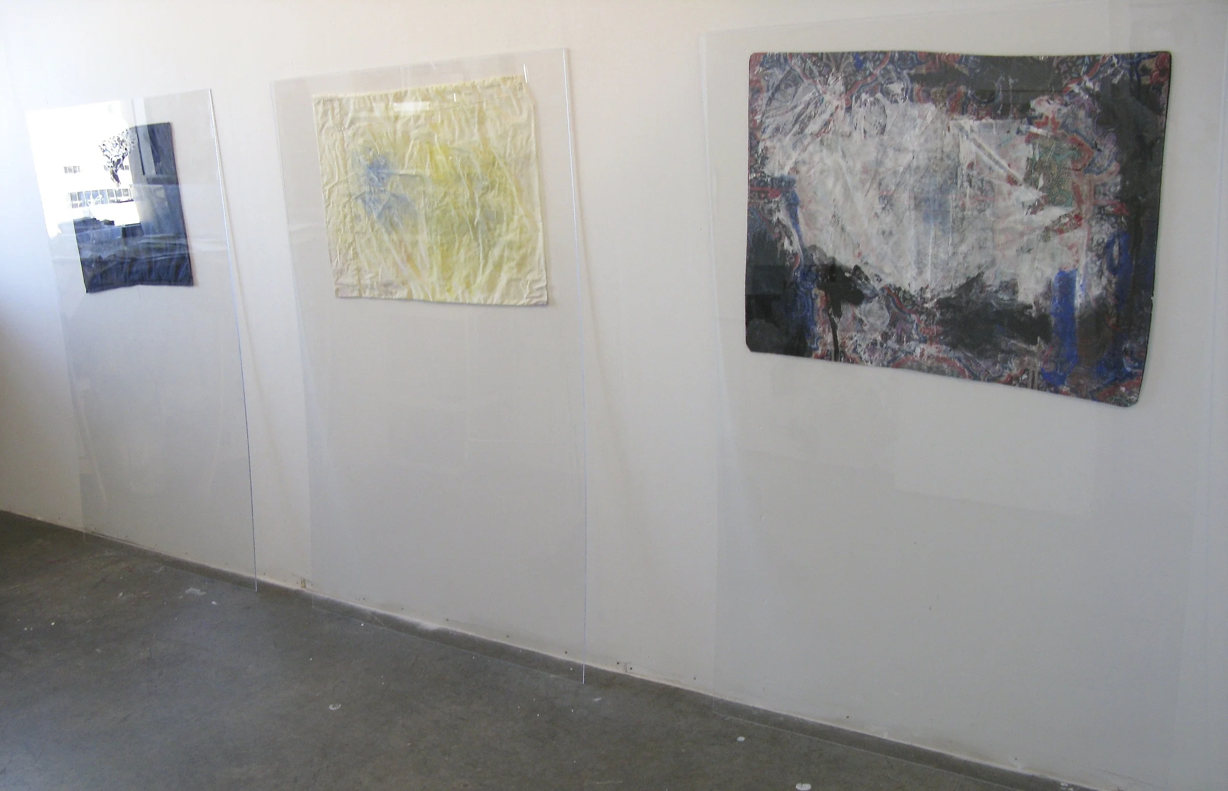  Installation view  Acrylic on textile suspended by plexiglas  2014 