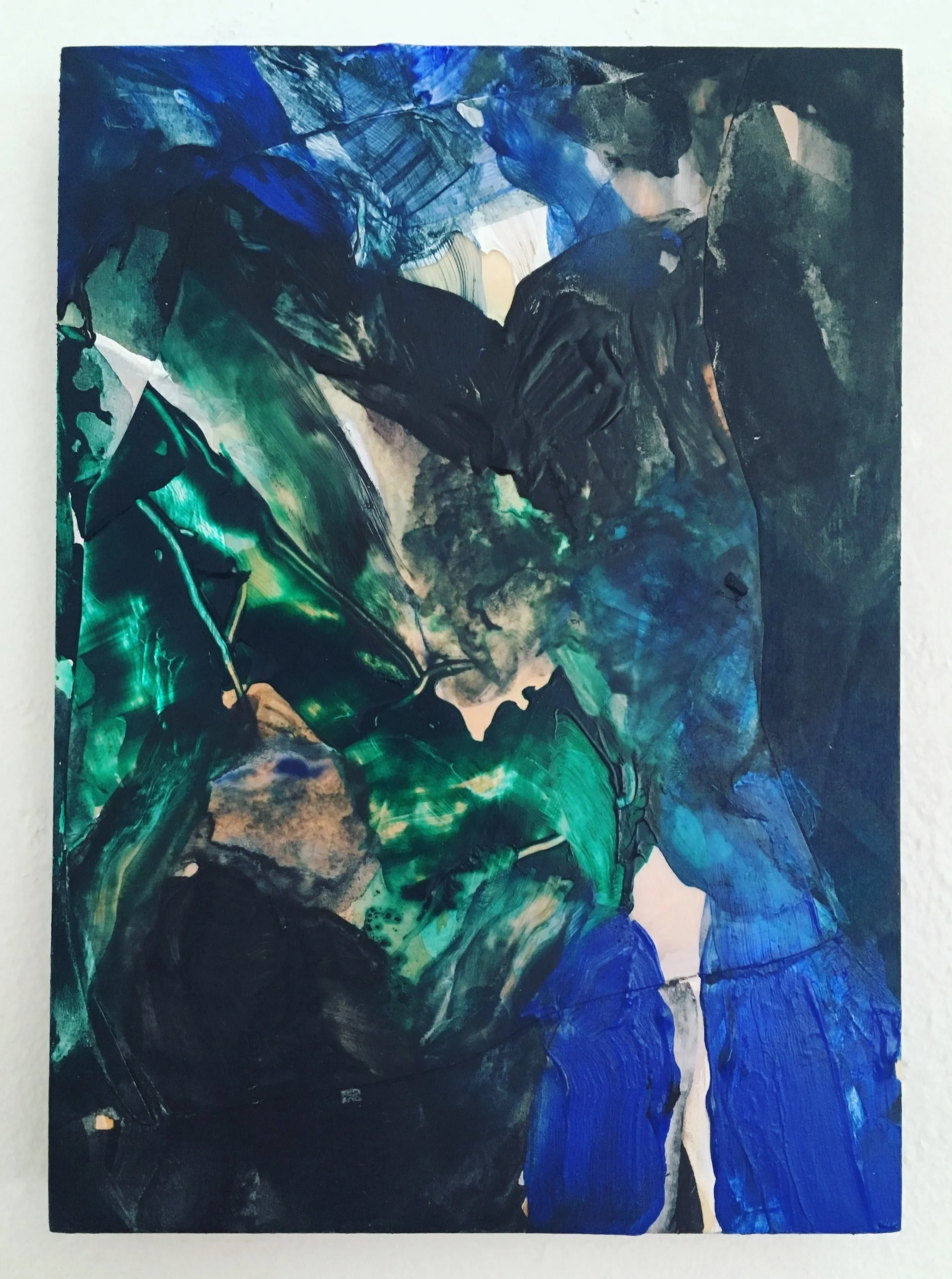   Splits &nbsp; Mixed media on wood panel 7" x 5"&nbsp; 2016   