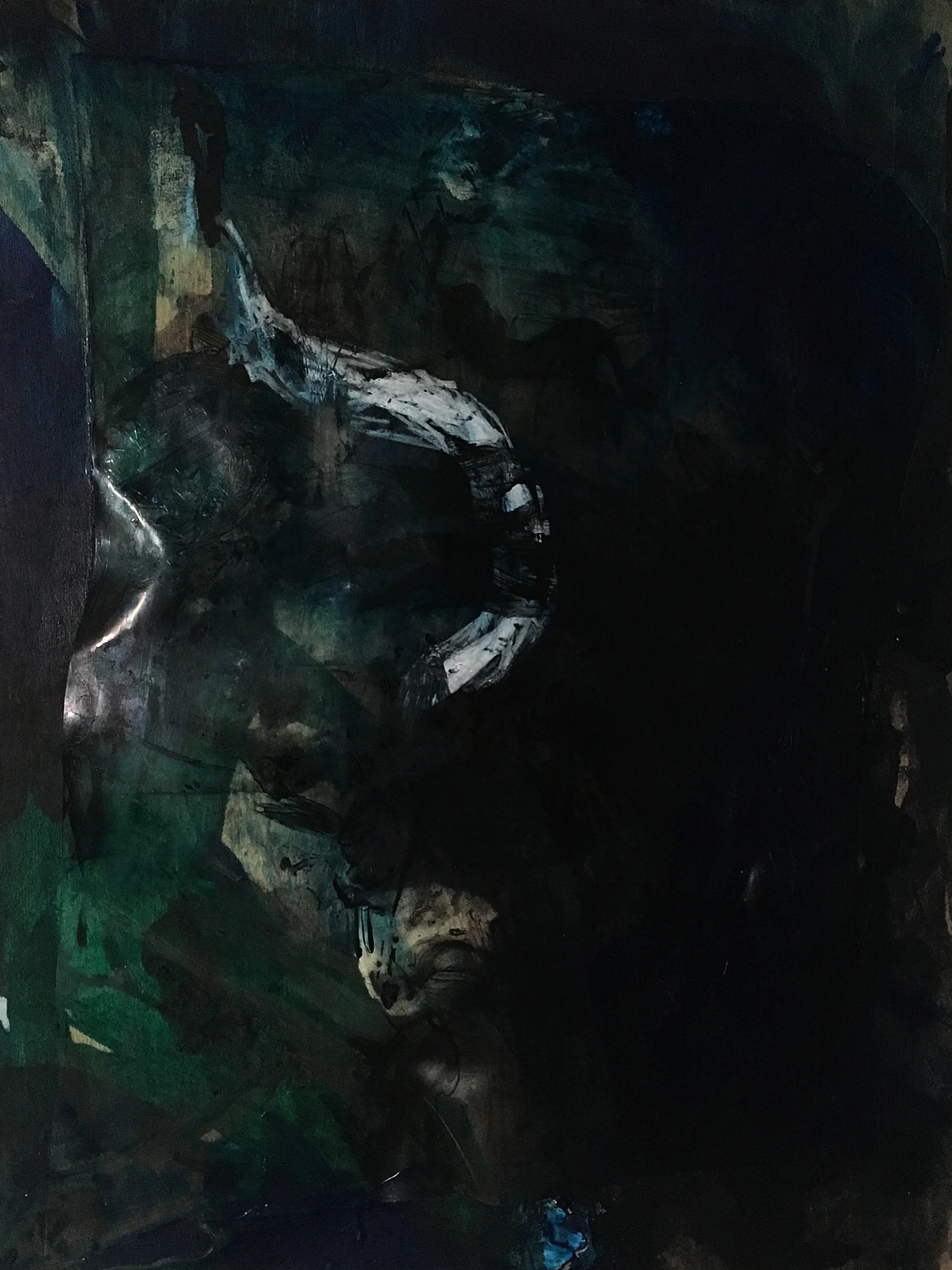   Snake  Acrylic, wax, and vinyl on wood panel 12” x 9" 2016 