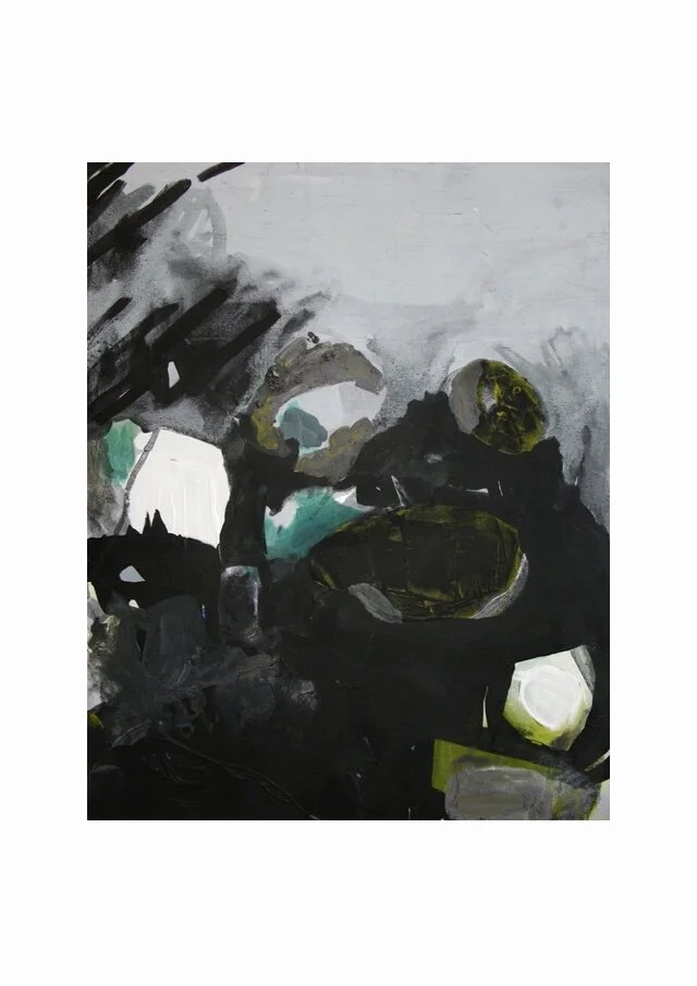   Hawks , 40" x 32", acrylic and pebbles on linen, 2013 