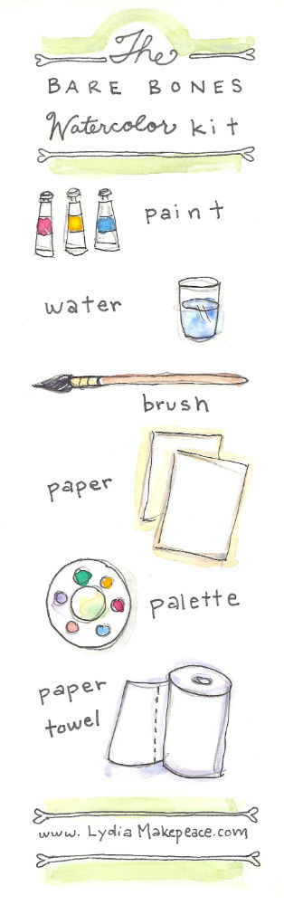 The Bare Bones Watercolor Kit - a down and dirty guide for watercolor beginners // www.lydiamakepeace.com
