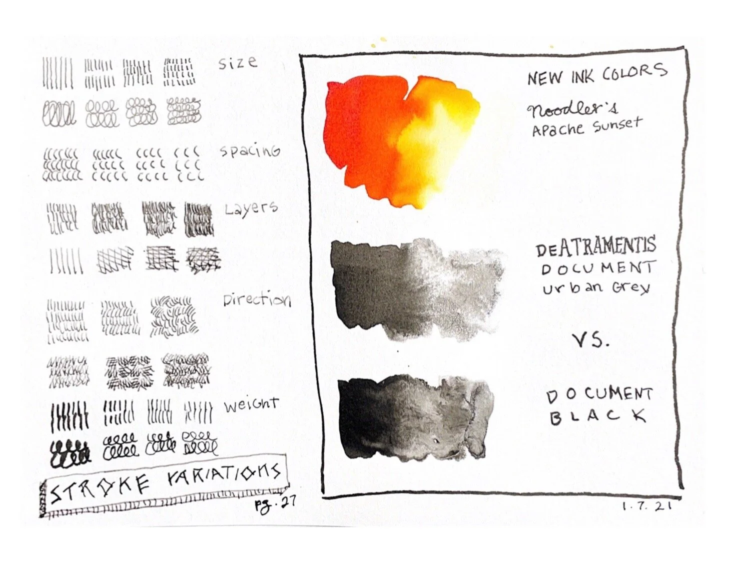 Art Journal: Stroke Variations and New Ink Colors