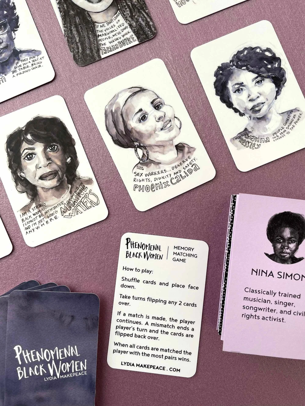 Adult Memory Matching Game–Phenomenal Black Women–Feminist Quotes–Black  History — Artist Lydia Makepeace