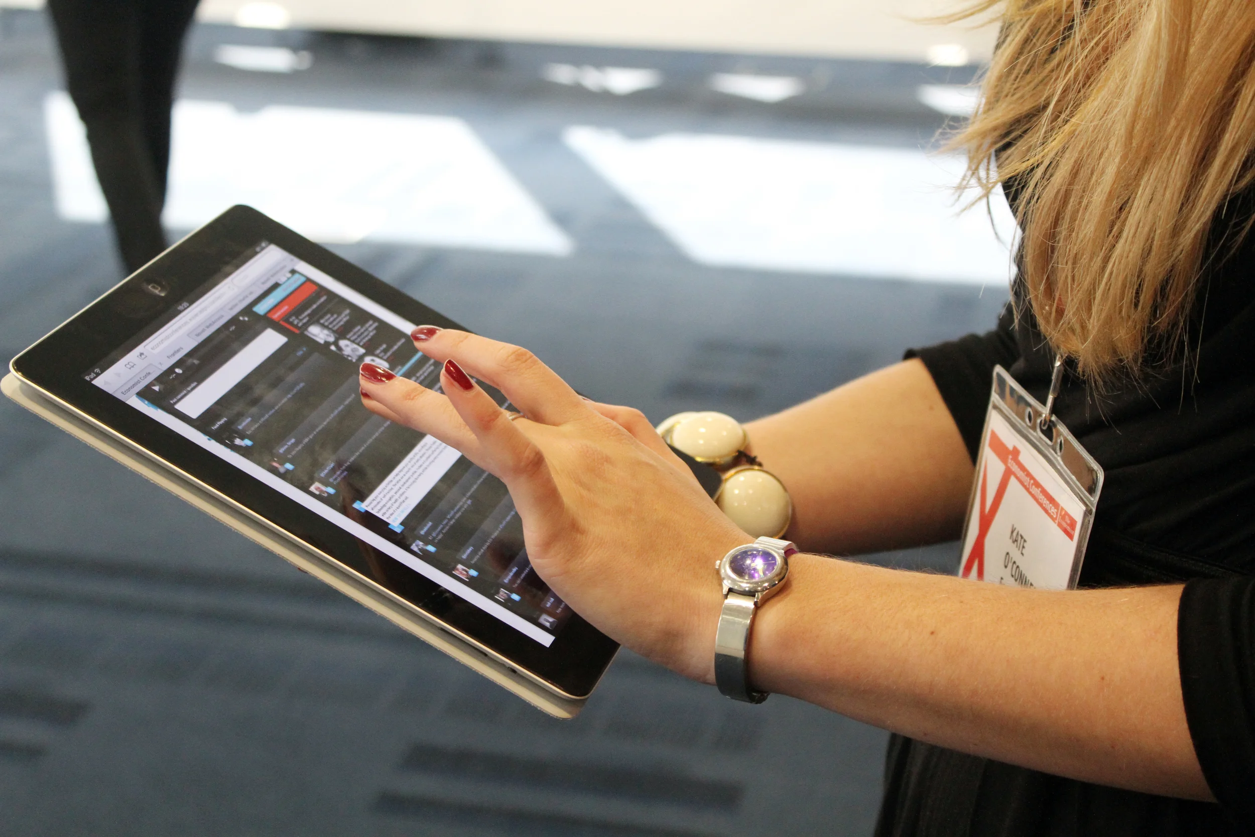 Tablet version of the online event platform