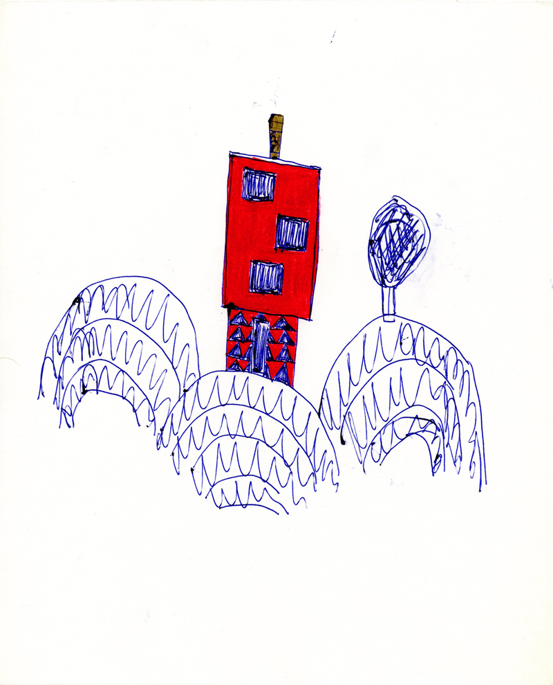 1092 , 1980-1999, pastel and pen on paper, 21 x 29,7 cm