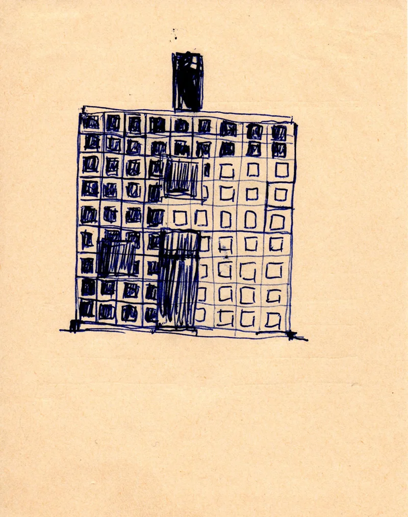 1121 , 1980-1999, pen on paper, 12,2 x 15,4 cm