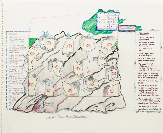 A Fat House for a Thin Man 6 , 1974, mixed media, 38x46.5cm.