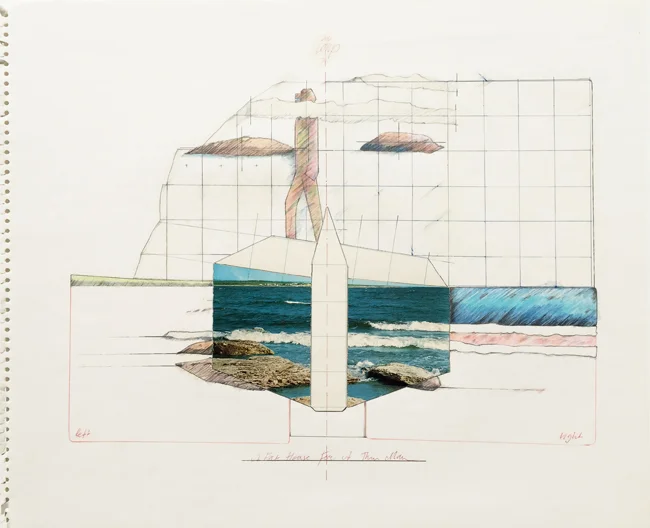 A Fat House for a Thin Man 10 , 1974, mixed media, 38x46.5cm.